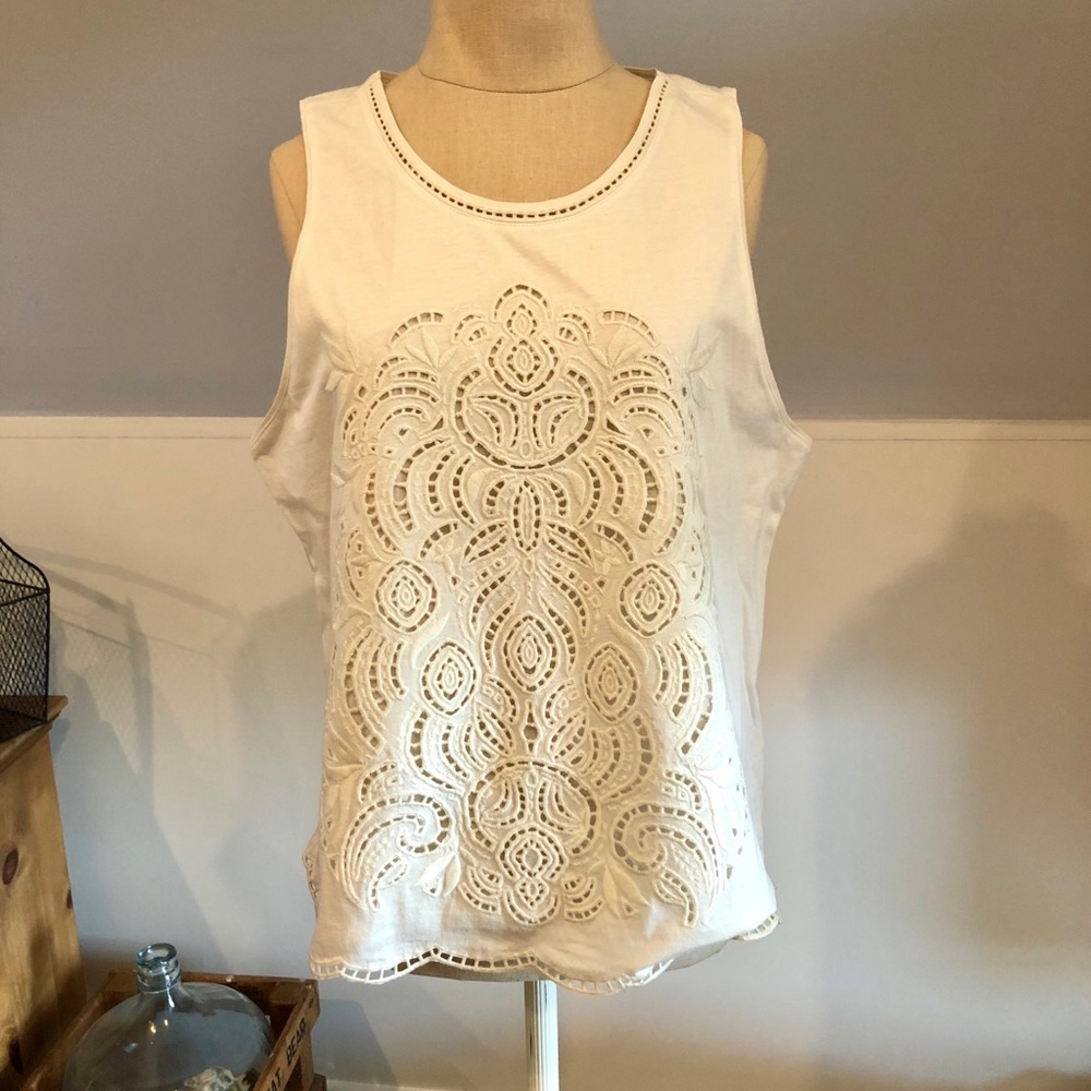 J CREW Ivory Eyelet Embroidered Tank - Picture 6 of 6